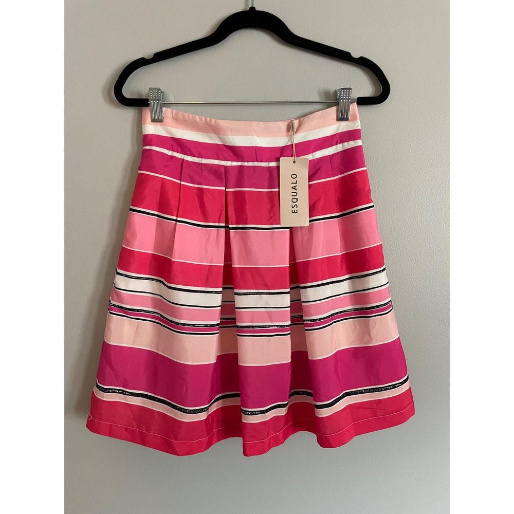 Esqualo Pleated Skirt Womens Size 6‎ Pink White Striped Preppy Barbiecore